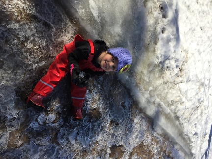 Greta playing with the ice